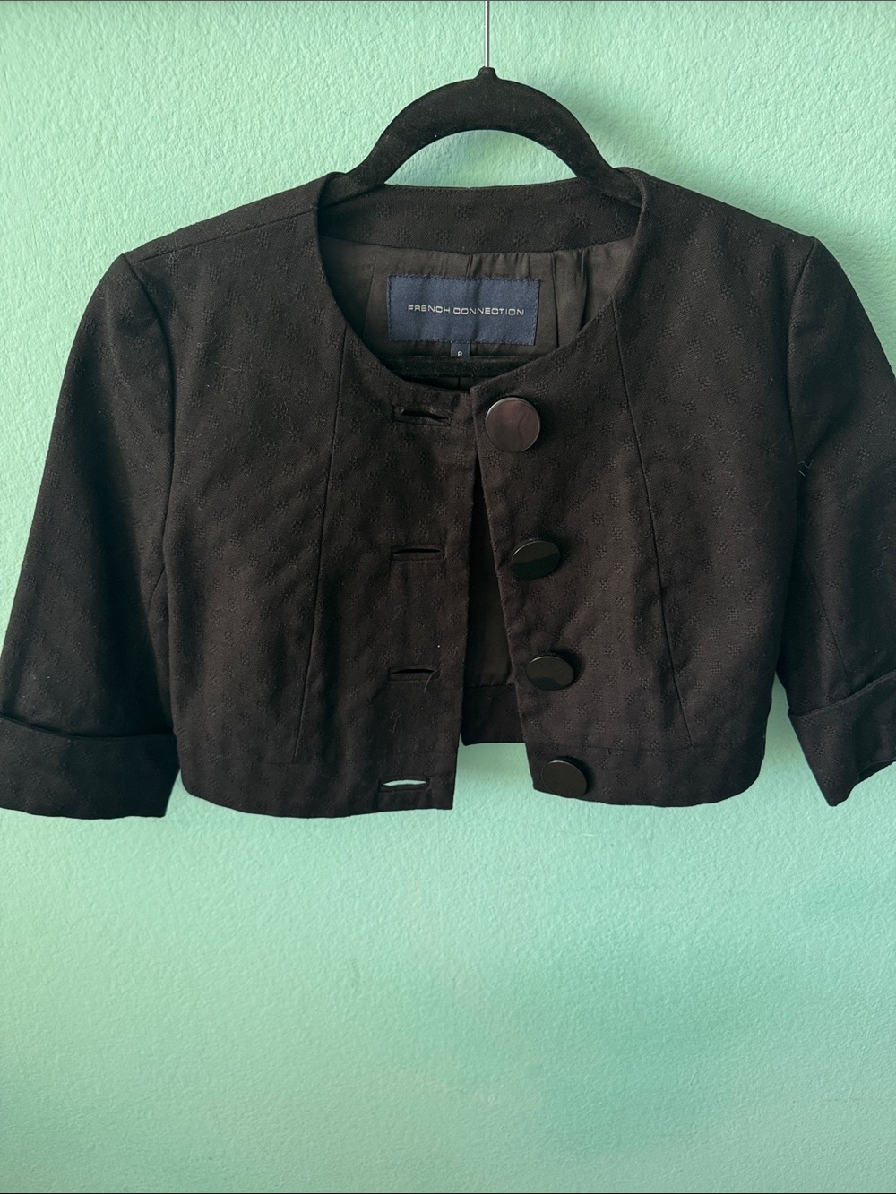 French Connection Black Cropped Buttoned Bolero Jacket